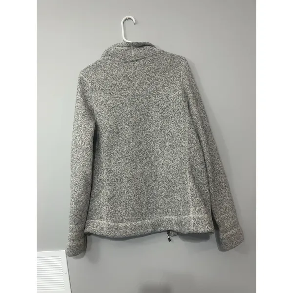 The North Face Women's Fleece Jacket Heather Gray Mock Neck Full Zip Pockets L - Image 3