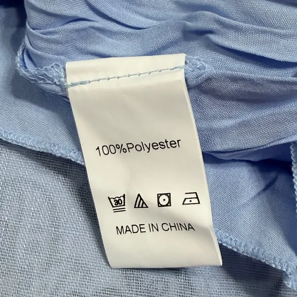 Light Blue Halter Maxi Dress Square Neck Basque Waist Periwinkle Size M - Image 6