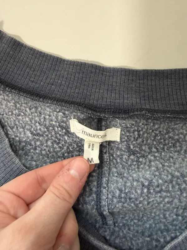 Maurices Off The Shoulder Sweatshirt Washed Navy Blue Fleece Lined - Image 8