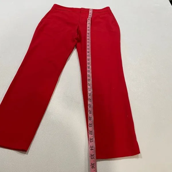 ZARA cherry/raspberry Red Straight Leg Dress Pants Size 2 High Rise Workwear - Image 5