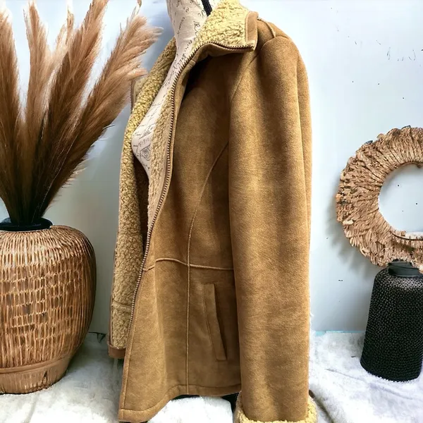 Women’s Vintage Faux Suede Leather Jacket - Image 4
