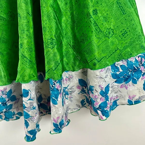 Reversible Maxi Wrap Skirt BINS907 Green - Image 3