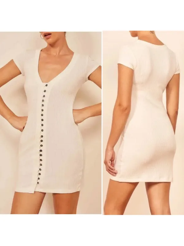 Reformation Ryder Ribbed Mini Dress size Small White $118 - Image 5