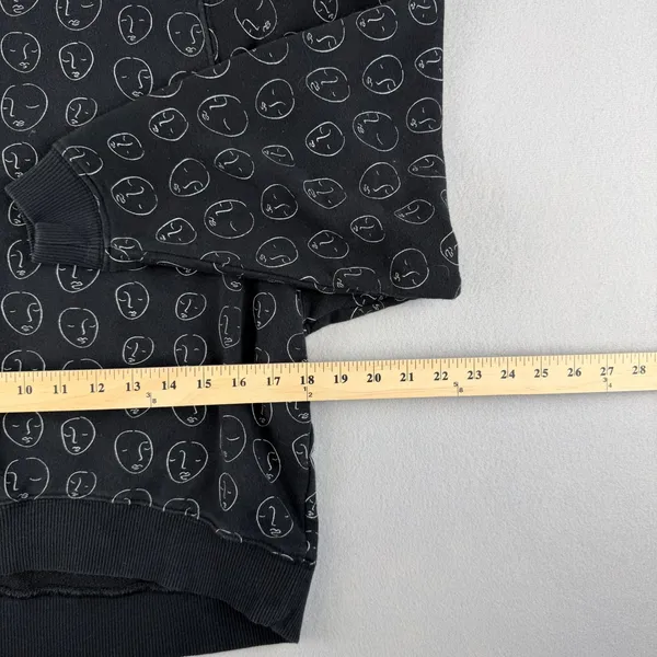 Monki Black Face Print Mock Neck Sweatshirt XXS Line Art Graphic Pullover - Image 5