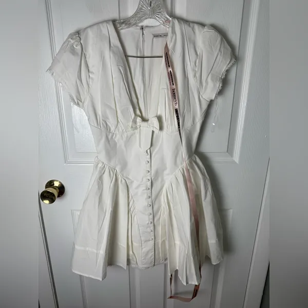 House of CB NEW Emiliana White Stretch Cotton Mini Dress S - Image 2