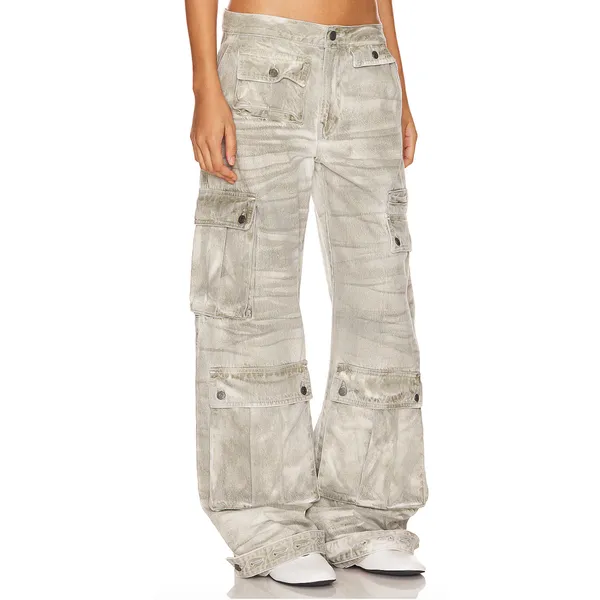GRLFRND Camo Cargo Jean Grey SIZE 32 Camoflage Slouchy Low Rise Baggy $295 NEW - Image 2