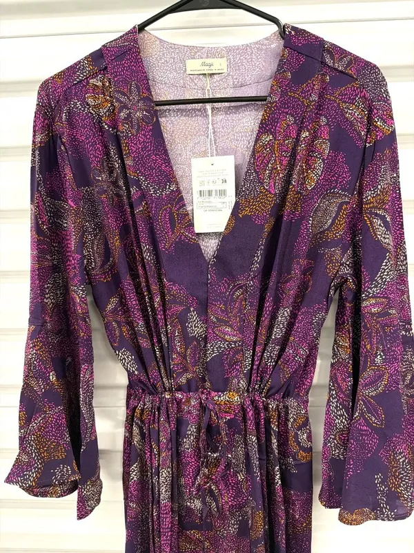 Maaji Floral Cover-Up Caftan Dress Purple Womens Size Large - Image 3