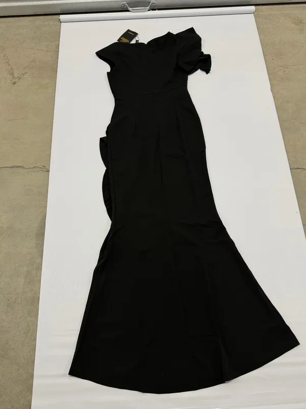 WOOSEA Womens Black High Split Ruffle Bodycon Evening Gown Dress Size S NWT - Image 10