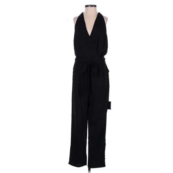 Lulus In the City Black Surplice Sleeveless Jumpsuit Small Minimalist - Image 2