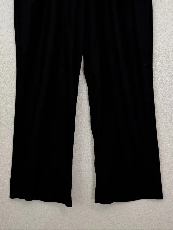 Old Navy Linen Blend Black Taylor Wide Leg Trouser Pants, Sz Large - Image 5