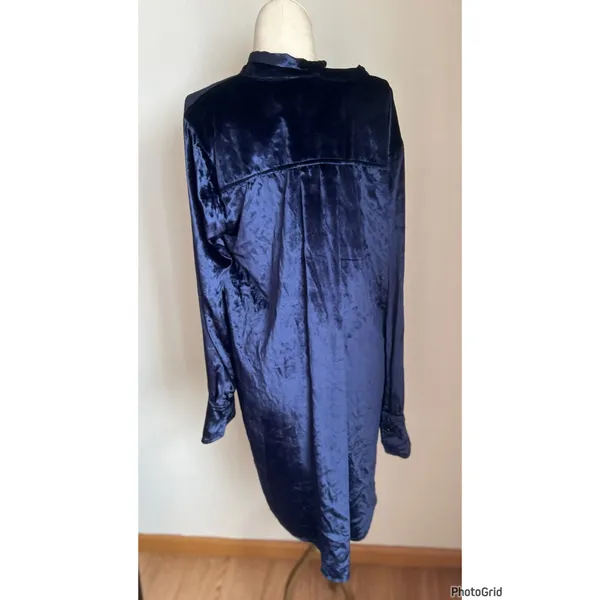 Anthropologie Navy Blue Velvet Tie Top Size 14 New With Tags - Image 4