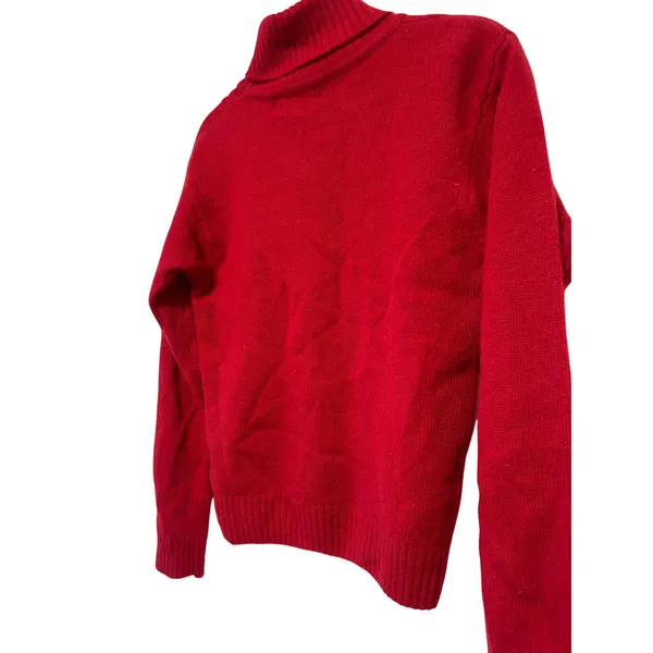 SK & Company Women's Red Angora Wool Cable Knit Turtleneck Sweater M - Image 9