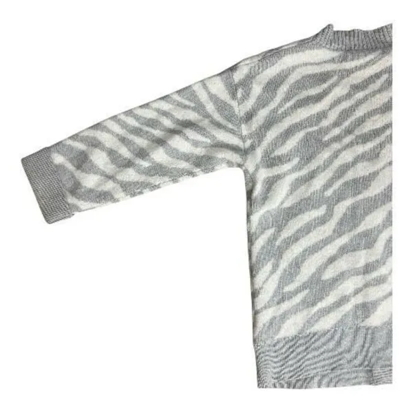 Everlane Alpaca Zebra Print Heathered Grey Cardigan Size L Sweater Button Front - Image 6