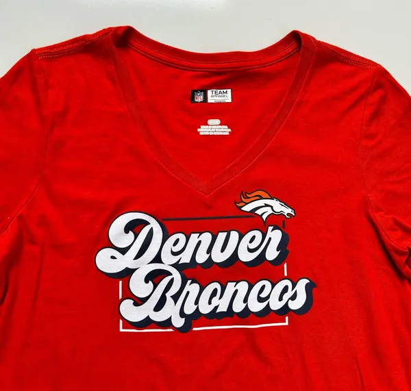 NFL Team Apparel Denver Broncos Women’s V-neck Shirt - Image 3