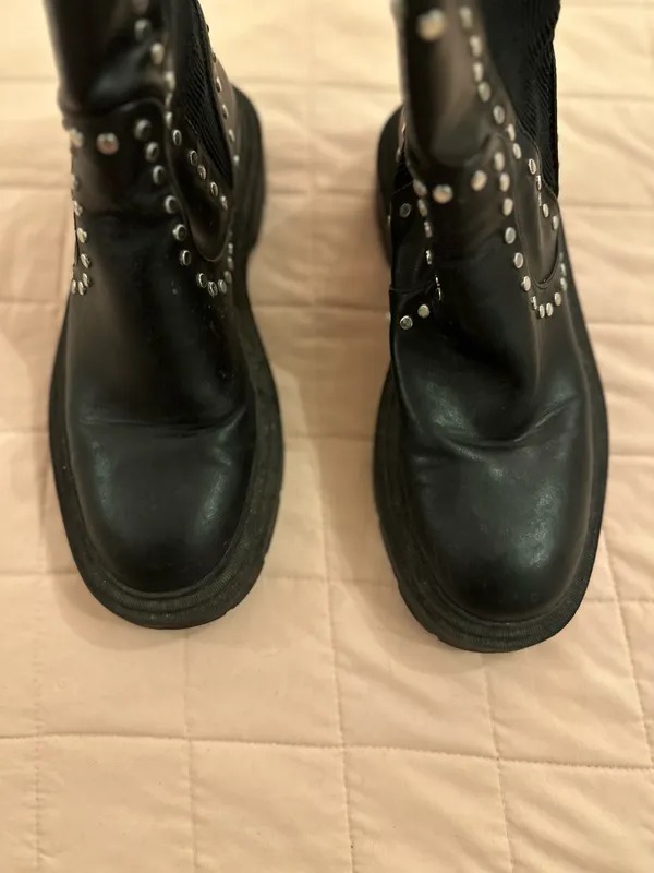 Zara Black Studded Boots - Image 3