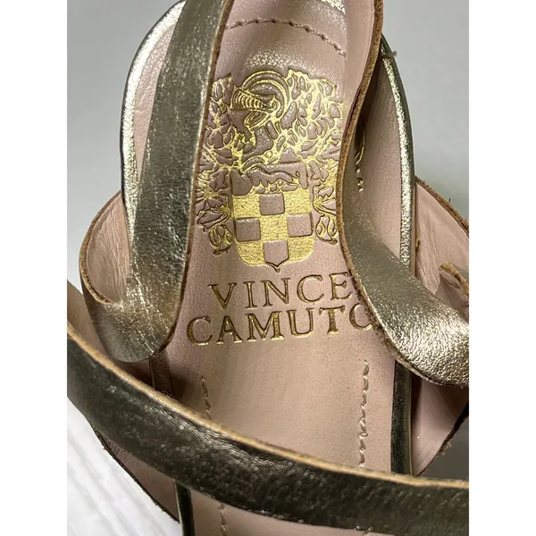 Vince Camuto Peppa Metallic Gold Leather Platform‎ Stiletto Heels 7M VC-PEPPA - Image 8