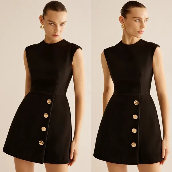 Commense Black Gold Button Sleeveless Mini Dress Womens XL New NWT - Image 4