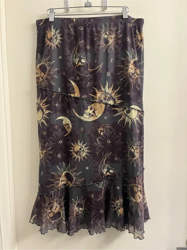 Cosmic Aura Hot Topic Celestial Skull Midi Skirt XL - Image 5