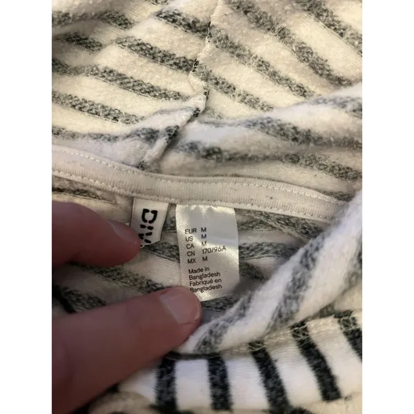 H&M Divided Hoodie Womens Medium Black White Striped Cropped Pullover Raglan - Image 5