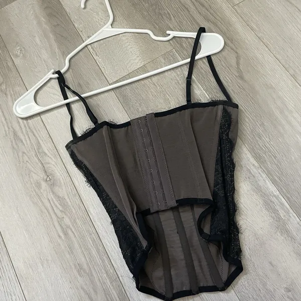 Urban Outfitters Corset Tank Top lace sheer womens Black (medium) modern love - Image 4