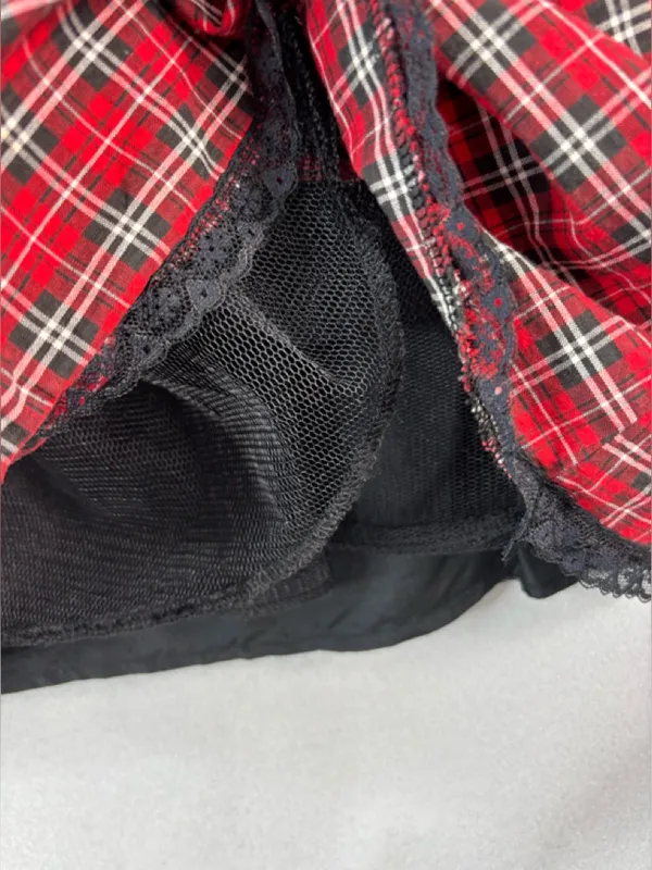 Dreamgirl S Co-Ed Academy Black, Tulle White & Red Plaid Mini Dress Sexy Costume - Image 2
