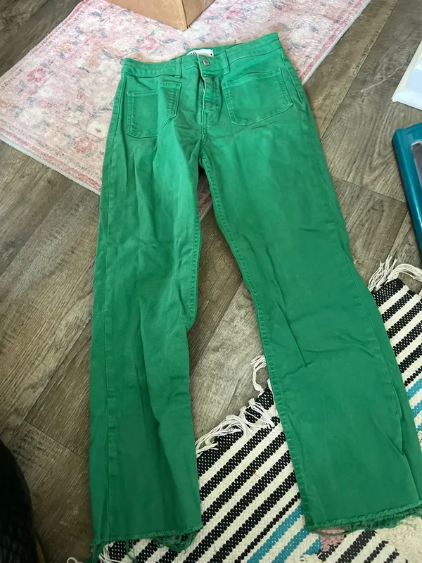 Zara Green Straight-Leg‎ Jeans size 6 - Image 3