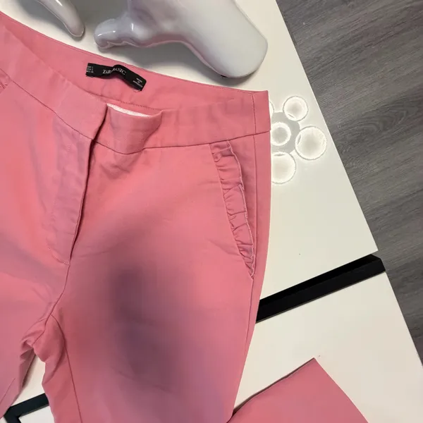 🌸 Zara Basic Pink Ruffled Pocket Trousers - Size S - Image 8