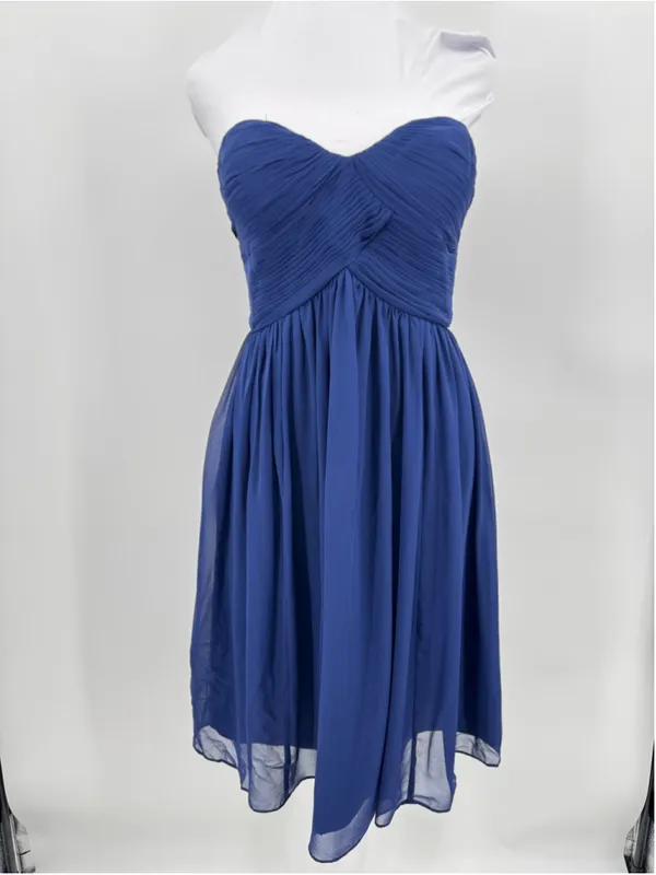 Donna Morgan Navy Blue Silk Mini Dress Strapless Pleated Cocktail Party Homecoming Formal 6 - Image 2