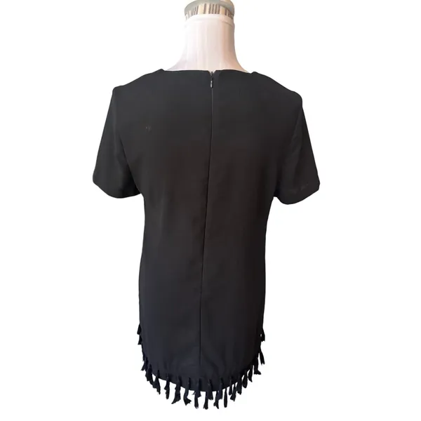 Aqua Little Black Dress Fringe Trim Size S - Image 2