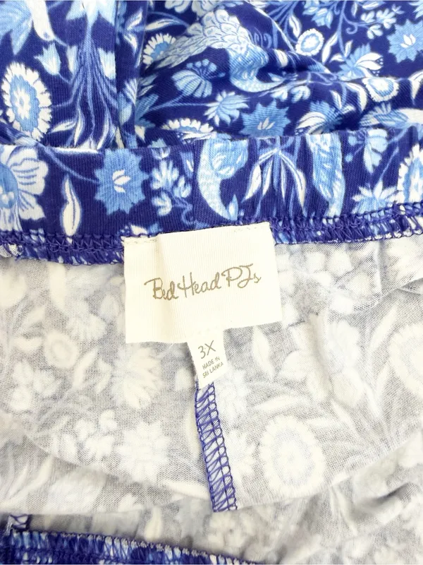 BedHead 3/4 Sleeve Classic PJ Set Bloomscape Blue Bird Floral Cropped Pajama Set - Image 15