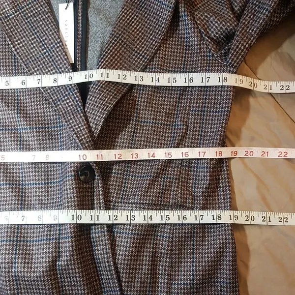 Sanctuary Daily Oxford Blazer Jacket  Medium Single Button Plaid Preppy Workday - Image 15