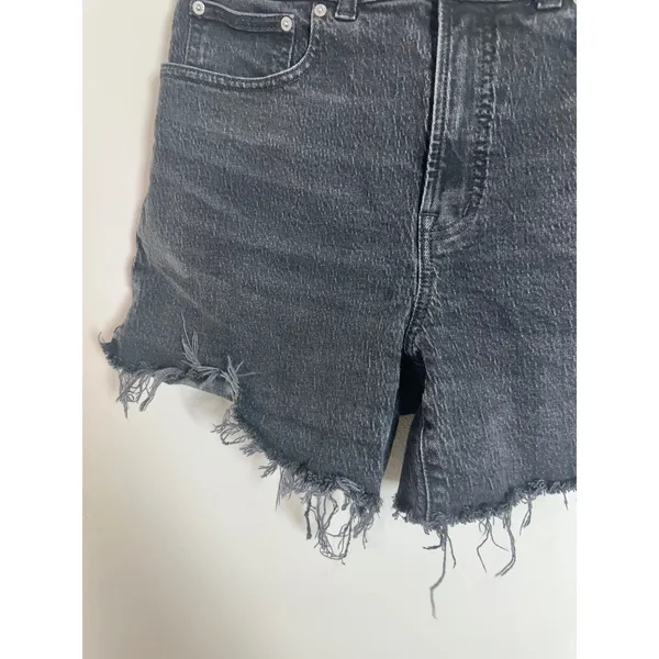 Madewell The Perfect Mid-Length Jean Short Catalani Wash Black Frayed Hem 28 - Image 5