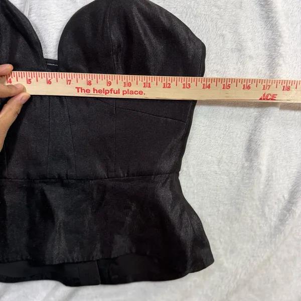 NWT Minty Meets Munt‎ XS Black Satin Peplum Bustier Corset Top Paloma Goth Sleek - Image 4