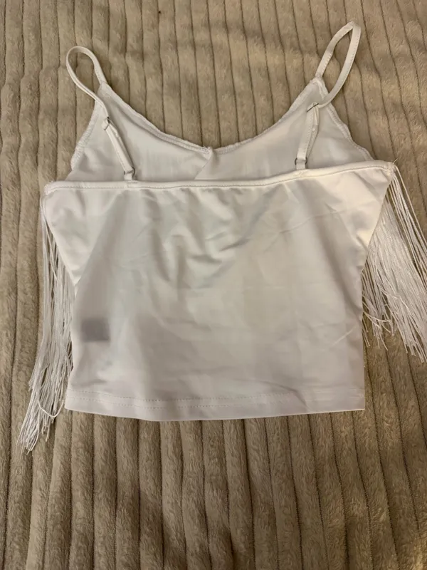 Shein Crop Top Fringe White - Image 2