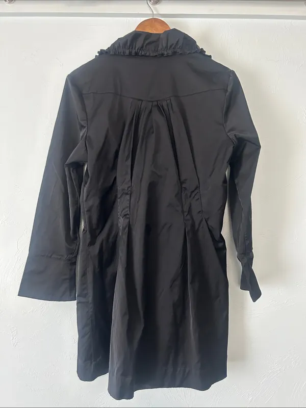 ELLE Black Fitted Belted Trench Coat - Image 5