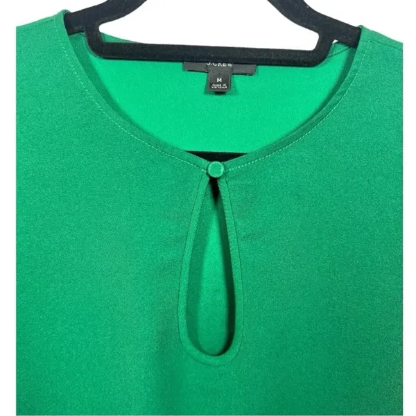 J.Crew Womens Green Keyhole‎ Balloon Sleeve Blouse Top Medium Solid Long Sleeve - Image 6