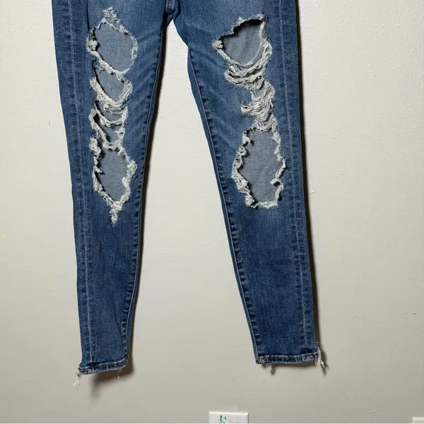 American Eagle Women Hi-Rise Jegging Jeans Distressed Denim Blue‎ Jeans size 6 - Image 3