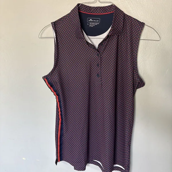 Peter Millar Womens Sleeveless Golf Polo Top L UPF 50 Performance Stretch Large - Image 3