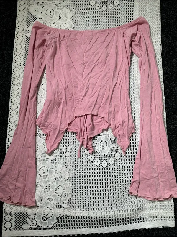 Urban Outfitters Y2K Off-Shoulder‎ Ruched Long Sleeve Top - Image 4