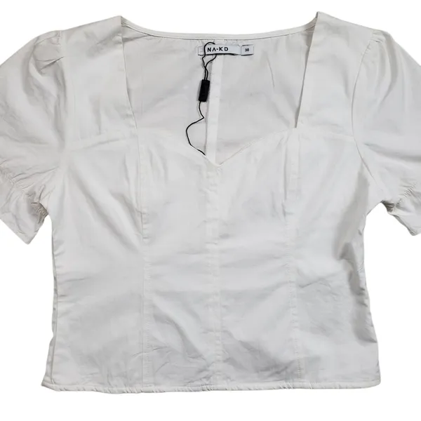 NAKD Puffy Shoulder Corset Top Womens Medium 38 White Side Zip Boho - Image 3