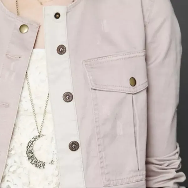 Free People Military Style Jacket Womens Size‎ Large Blush Pink - Image 6