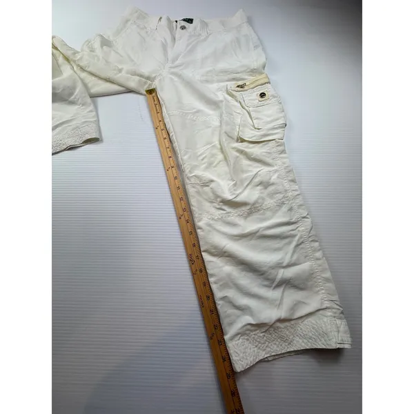Lauren Active Ralph‎ Lauren White Nylon Cargo Pants Wide Leg Utility Womens 8 - Image 3