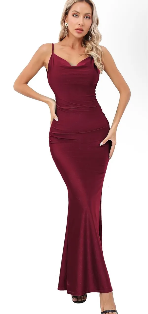 Lulus Red long silk burgundy/red formal dress - Image 6