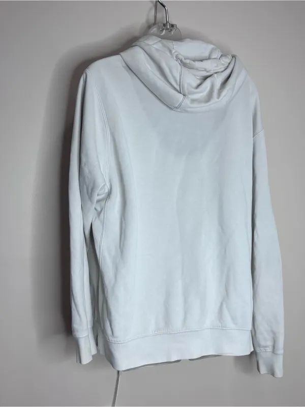 Nike White Crewneck Hoodie pullover sweatshirt Black Swoosh large flaws - Image 3