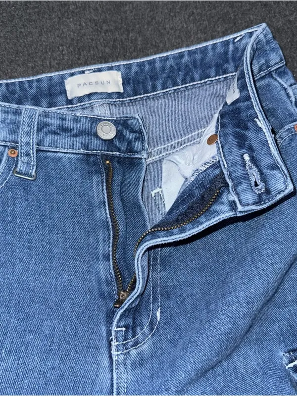Pacsun Jeans 90s Boyfriend Straight 24 Medium Blue Denim Cargo Utility Workwear - Image 6