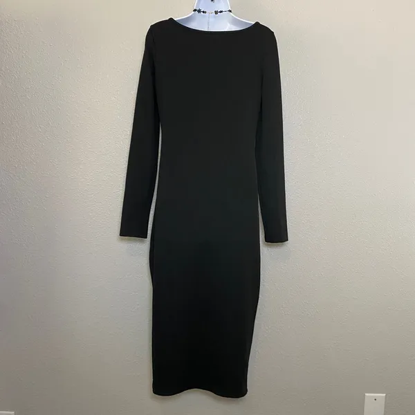Black Button Retro‎ 90s Grunge Dark Feminine Witchy Whimsigoth Maxi Dress S - Image 2