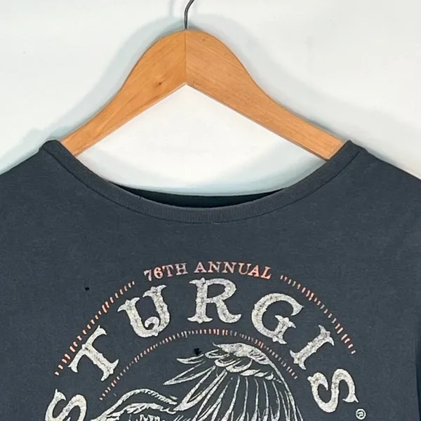 78th Sturgis Motorcycle Rally Distressed Black Graphic Tee T-shirt Womens M - Image 2