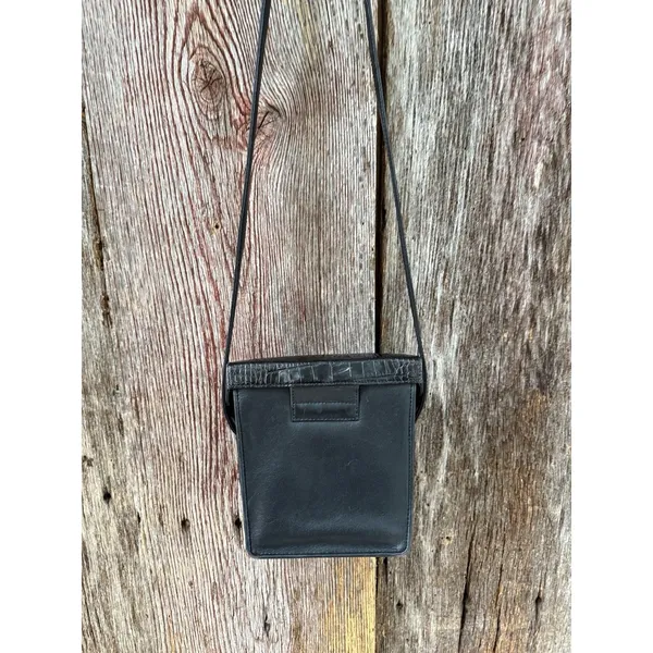 Brighton Leather Handbag Purse Shoulder Bag Brown‎ Black Croc Embossed Crossbody - Image 3