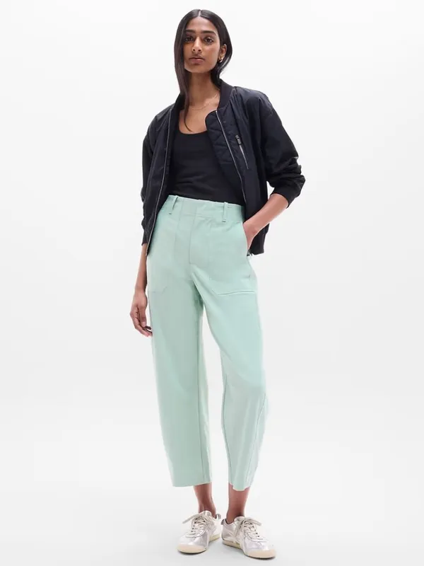 New Athleta 8 Skyline High Rise Barrel Leg Pant Current Blue Size 8 Regular - Image 3