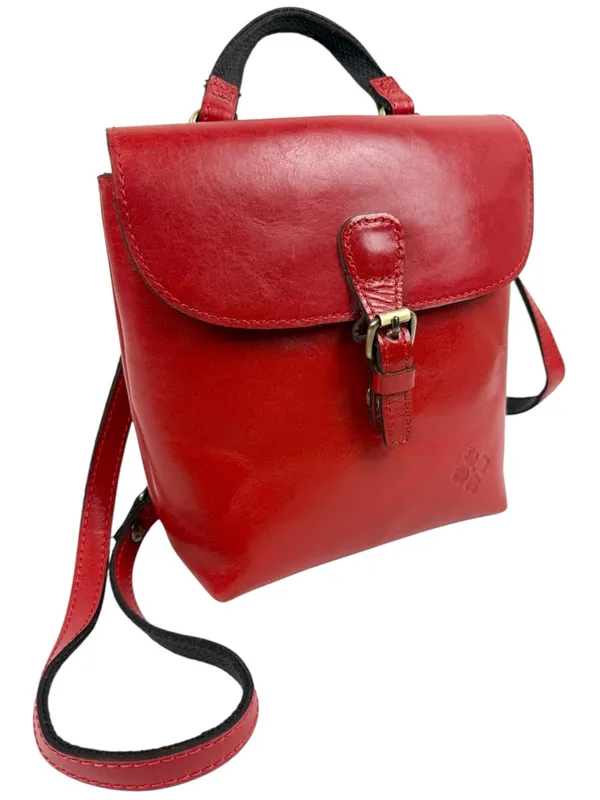 Patricia Nash Small Vatoni Convertible Leather‎ Backpack Papaya Red Leather - Image 2